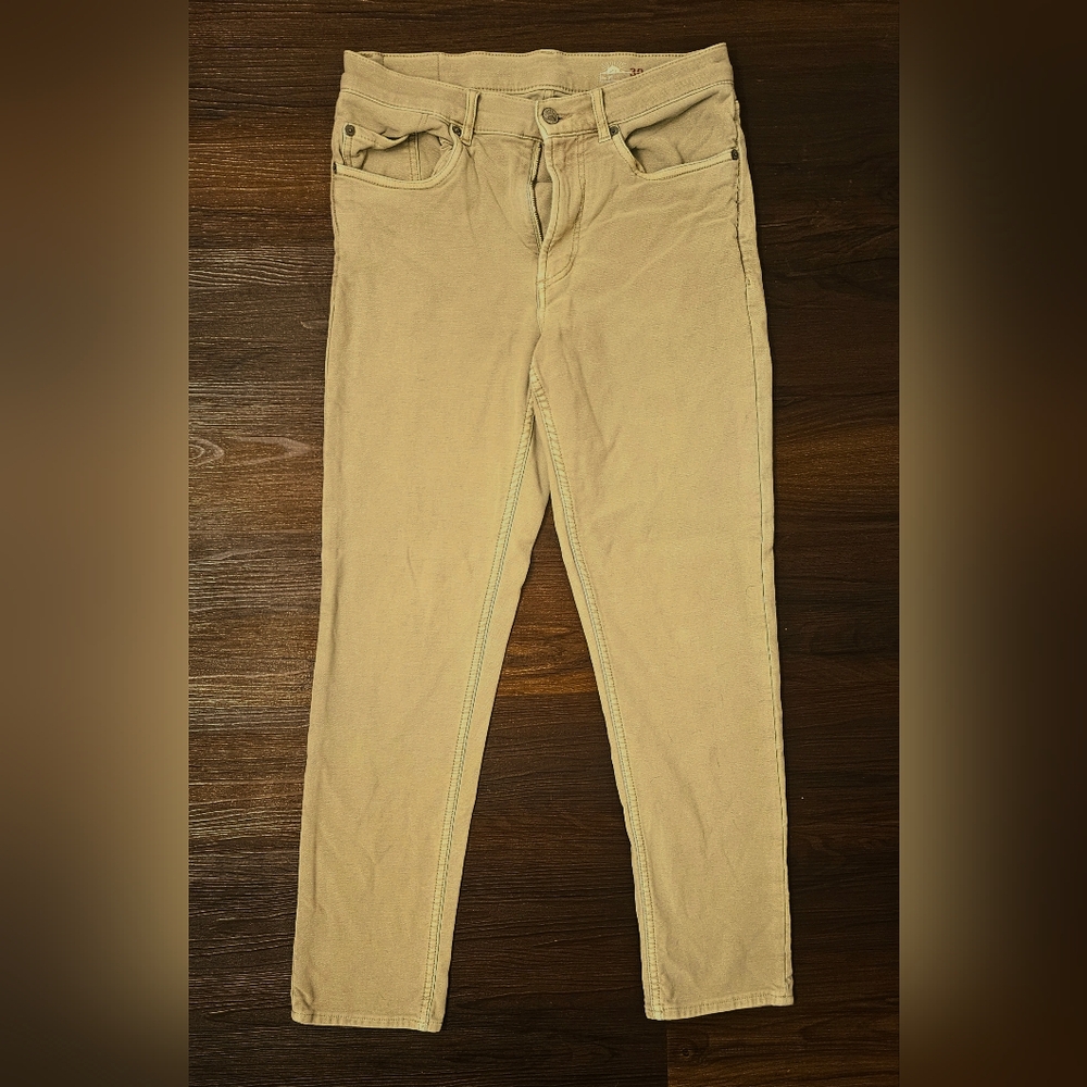 Faherty Pants Womens 30x29 Tan Cream Stretch 5 Pocket Straight Tapered Leg